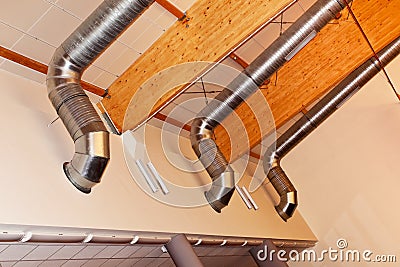 Ventilation and air-conditioning metal ducts. Stock Photo