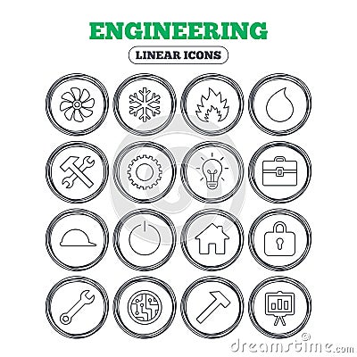 Ventilation, heat and air conditioning icons. Vector Illustration