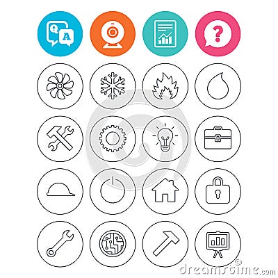 Ventilation, heat and air conditioning icons. Vector Illustration