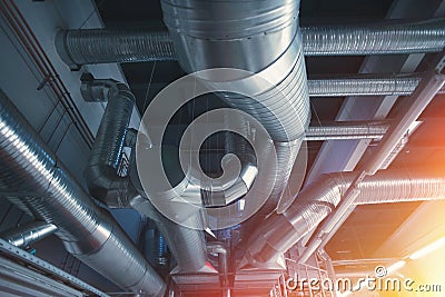 Ventilation pipes and ducts Stock Photo