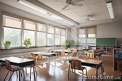 ventilation system in a classroom, bringing fresh air and removing stale air to keep students healthy Stock Photo