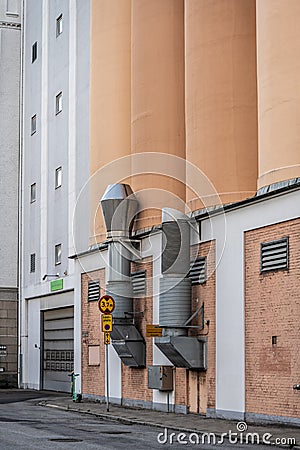 Ventilation system of a grain silo.. Editorial Stock Photo