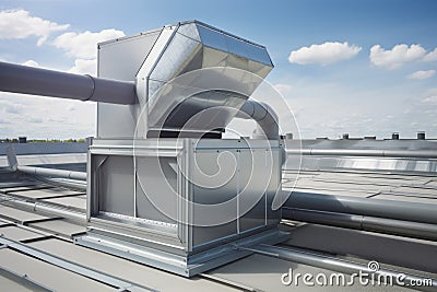 ventilation system with heat exchanger for warm, fresh air Stock Photo