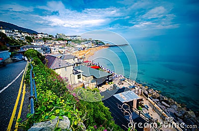 View of Ventnor beach is the southernmost holiday beach on the Isle of Wight Editorial Stock Photo