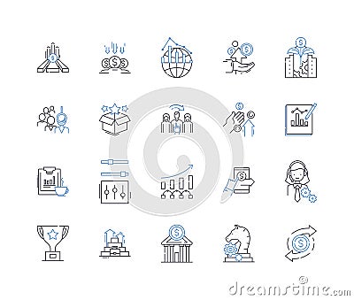 Venture appraisal line icons collection. Valuation, Risk, ROI, Due diligence, Funding, Analysis, Investment vector and Vector Illustration