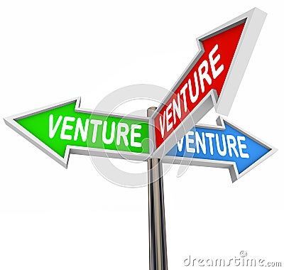 Venture Arrow Signs Choose Best Business Startup Model Idea Stock Photo
