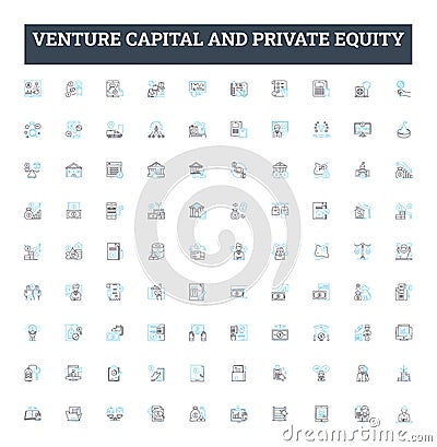 Venture capital and private equity vector line icons set. Venture, Capital, Private, Equity, Investing, Financing Vector Illustration