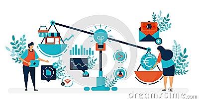 Venture capital to start businesses and companies. Looking for funding and investors to start a startup. Flat vector illustration Vector Illustration
