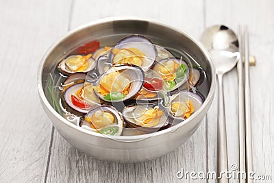 Venus clam cyclina sinensis soup Stock Photo