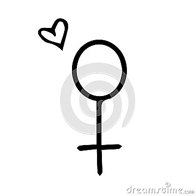 Venus symbol, feminism in doodle style on an isolated white background. Women's hygiene and menstruation. Stock vector Vector Illustration
