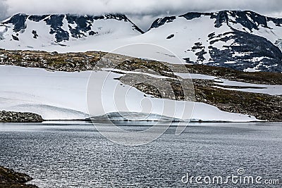 Veobrean glacier seen from Glittertind mountain (Jotunheimen Nat Stock Photo