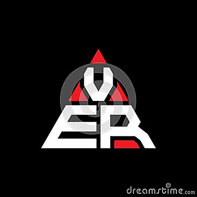 VER triangle letter logo design with triangle shape. VER triangle logo design monogram. VER triangle vector logo template with red Vector Illustration