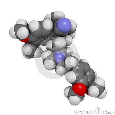 Verapamil calcium channel blocker drug. Mainly used in treatment of hypertension (high blood pressure) and cardiac arrhythmia ( Stock Photo