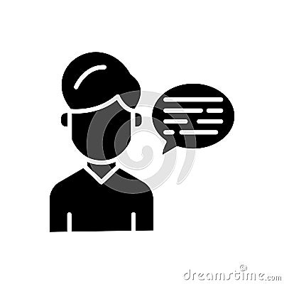 Verbal communication black icon concept. Verbal communication flat vector symbol, sign, illustration. Vector Illustration