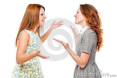 Verbal communication of emotional woman Stock Photo