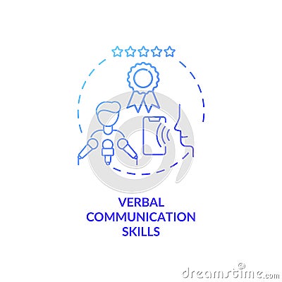 Verbal communication skills blue gradient concept icon Vector Illustration
