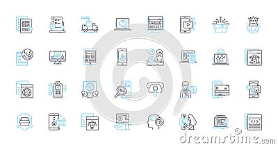 Verbal exchange linear icons set. Dialogue, Conversation, Debating, Communication, Interacting, Expression, Talk line Vector Illustration