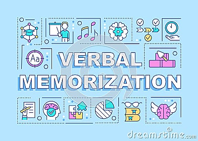 Verbal memorization word concepts turquoise banner Vector Illustration