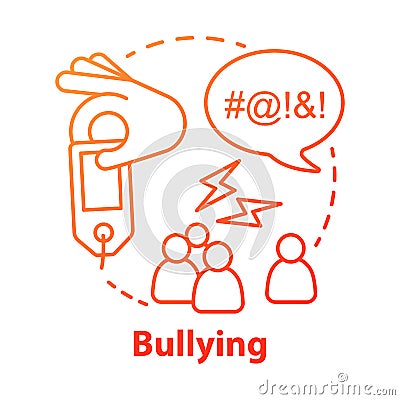 Verbal and social bullying concept icon. Harassment, social abuse and violence idea thin line illustration. Antisocial Vector Illustration