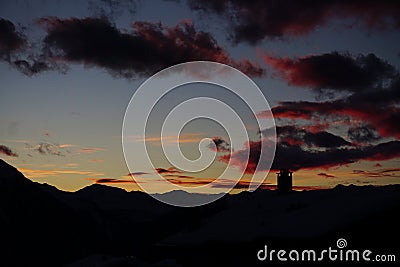 Verbier`s colourful sunset Stock Photo