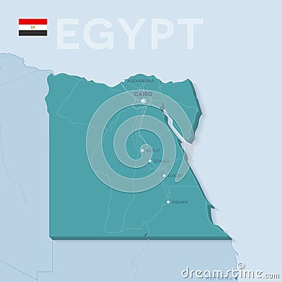 Verctor Map of cities and roads in Egypt. Vector Illustration