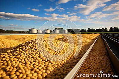 Verdant Soy beans farm. Generate Ai Stock Photo