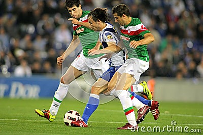 Verdu fights with Bilbao players Editorial Stock Photo