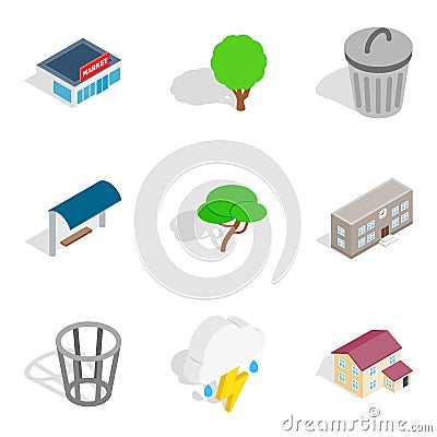 Verdure icons set, isometric style Vector Illustration