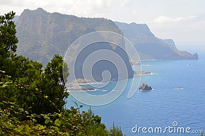 Vereda da Boca do Risco walking path in Madeiraâ€™s north-eastern coast Stock Photo