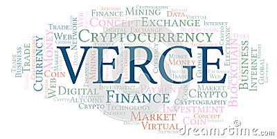 Verge cryptocurrency coin word cloud. Stock Photo