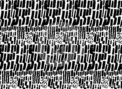 Verical short marker strokes, bold and thin lines. Seamless pattern with different hand marks. Vector monochrome texture Vector Illustration