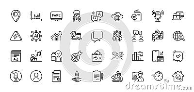 Verification document, Crowdfunding and Outsource work line icons pack. For web app. Line icons. Vector Vector Illustration