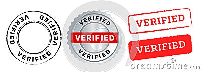 Verified emblem stamp red silver color verify Vector Illustration