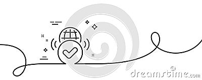 Verified internet line icon. Approved web access sign. Continuous line with curl. Vector Vector Illustration