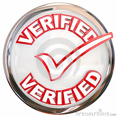 Verified Stamp Button Check Mark Inspected Certified Stock Photo