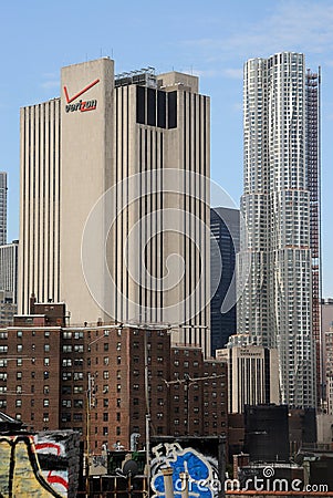 Verizon and Beekman Tower Editorial Stock Photo