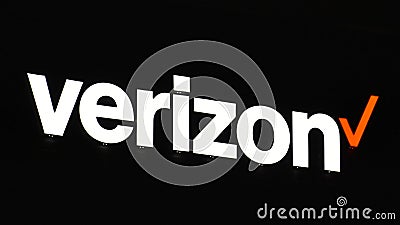 Verizon Logo at Night Editorial Stock Photo