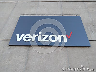 Verizon logo sign on building Editorial Stock Photo