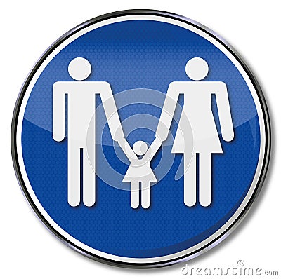 Sign nuclear family with toddler Vector Illustration