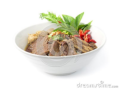 Vermicelli Noodles with Braised Stewed Beef in Chinese herbs soup Stock Photo