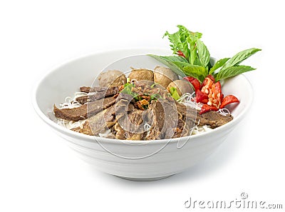 Vermicelli Noodles with Braised Stewed Beef without soup Stock Photo