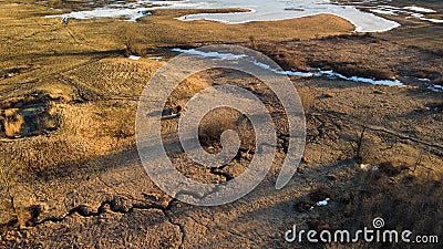 Vermont aerial frozen field Stock Photo