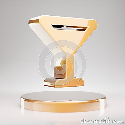 Vermouth Glass icon. Yellow Gold Vermouth Glass symbol on golden podium Stock Photo