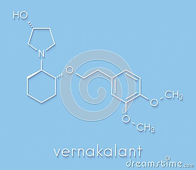 Vernakalant atrial fibrillation drug molecule. Skeletal formula. Stock Photo