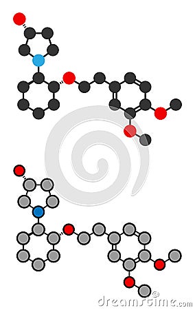 Vernakalant atrial fibrillation drug molecule Vector Illustration