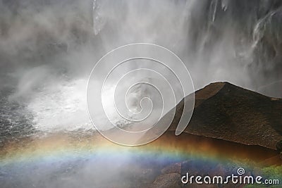 Vernal Fall with rainbow Stock Photo