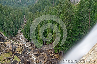Vernal Falls, iconic waterfall in Yosemite National Park, USA Stock Photo