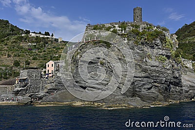 Vernazza, Castello (=Castle) Doria, Cinque Terre, Italy Editorial Stock Photo