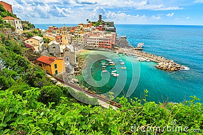 Vernazza village on the Cinque Terre coast of Italy,Europe Stock Photo