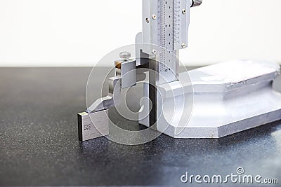 Vernier high calibration with gauge block Stock Photo